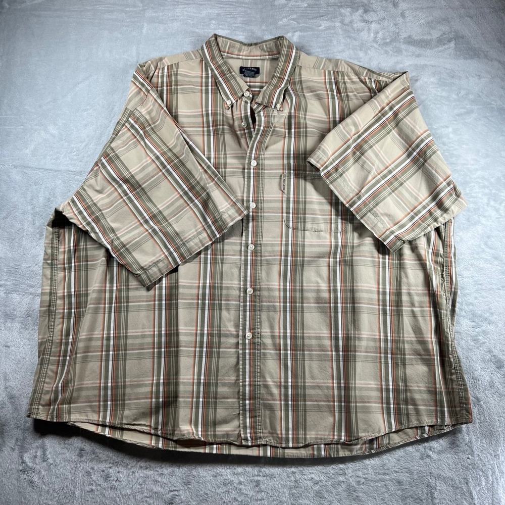 US Polo Assn Mens 4XL Short Sleeve Button Down Shirt Tan Green Orange Cotton